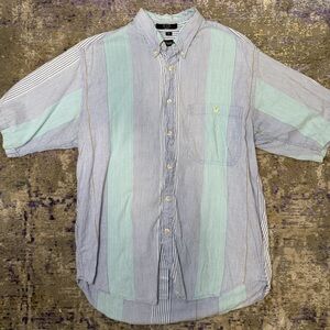 Vintage Christian Dior mosieur cotton stripped button up short sleeve shirt